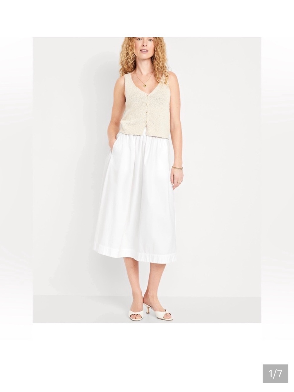 NWT Women's High-Waisted A-line Midi Skirt- Casual Elastic Waist, sz S